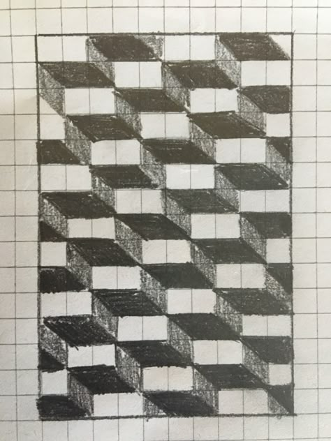 Square Drawing Ideas, Square Drawing, Optical Illusion Drawing, Abstract Pencil Drawings, Graph Paper Designs, Illusion Drawings, Graphite Art, Graph Paper Drawings, Geometric Design Art