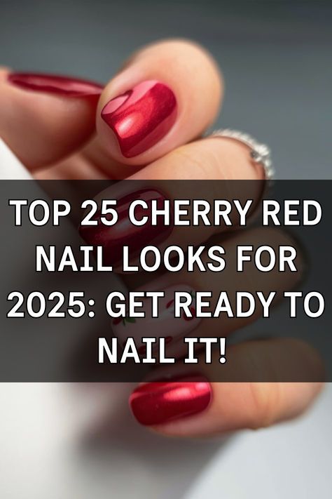 Red Gelx Inspo Nails, Opi Maraschino Cherry, Nails Short Red Dark, Red Tipped Nails French, Red Squoval Acrylic Nails, Chrome Red Nails Short, Chrome Short Nails Designs, Elegant Chrome Nails, Chrome Red Nails Designs