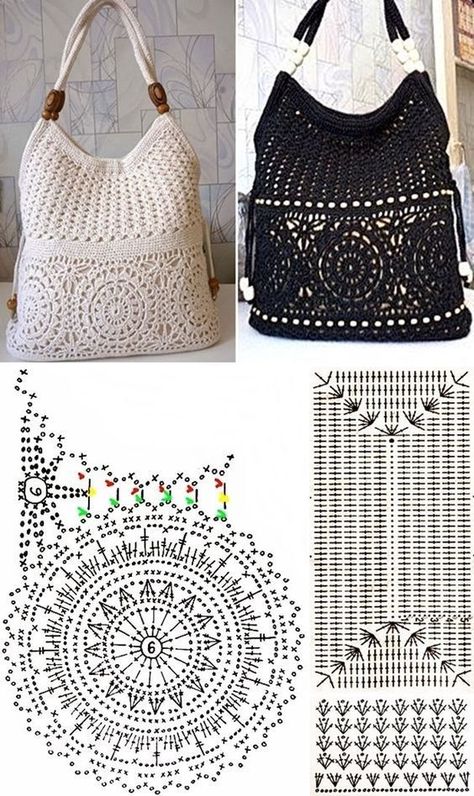 Crochet Bags And Purses, Corak Krusye, Projek Mengait, Motif Kait, Dekorasi Bohemia, Crocheted Bags, Stitches Crochet, Free Crochet Bag, Bag Pattern Free