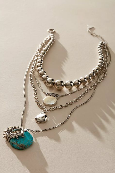 Silver bead necklace