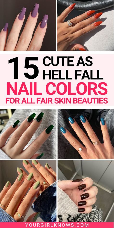 Get ready to slay this fall with these 15 droll-worthy nail colors perfectly suited for pale skin! From deep burgundy to muted neutrals, these shades will make your nails stand out. Don't miss out on the trendiest and most flattering colors for the season. Nail Two Colors, Nail Colors For Pale Skin, Colors For Pale Skin, Neutral Nail Color, Fair Complexion, Fun Nail Colors, Nail Color Trends, Fall Nail Trends, Holiday Nail Designs