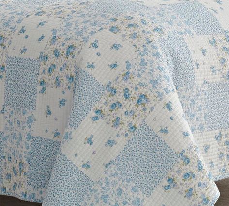 Kenna 100% Cotton Reversible Quilt Set by Laura Ashley Home Laura Ashley Bedding, Laura Ashley Home, Cotton Quilt Set, Charming Cottage, Karim Rashid, Floral Quilt, Twin Quilt, Blue Quilts, King Quilt