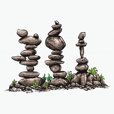 Rock Formations Drawing, Rock Tattoo Nature, Stones Illustration, Rock Clipart, Balance Illustration, Rock Illustration, Different Types Of Rocks, Stone Balancing, Underwater Background