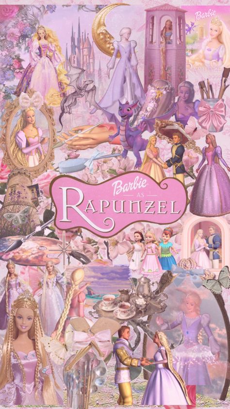 Barbie as rapunzel 🎀💕✨ Barbie As Rapunzel Aesthetic, Barbie Rapunzel Wallpaper, Barbie Collage Wallpaper, Barbie Wallpaper Princesses, Barbie Princess Aesthetic, Barbie Rapunzel Aesthetic, Barbie Movies Wallpapers, Barbie Phone, Barbie As Rapunzel