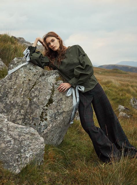 Shot on Location: To the Waters and the Wild, Ireland | SUITCASE Magazine Mountain Portrait, Mountain Fashion, Countryside Fashion, Outdoor Shoot, Fashion Photography Inspiration, Photo Journal, Velvet Fashion, Fashion Editorial, Fashion Photoshoot