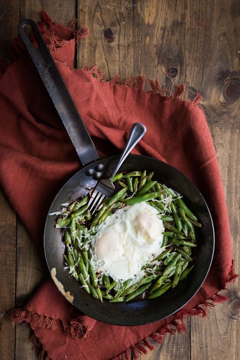 Egg and Blistered Green Bean Skillet by naturallyella #Eggs #Green_Beans #Healthy Green Bean Skillet, Beans Breakfast, Bean Breakfast, Skillet Green Beans, Eat Seasonal, Vegetarian Recipe, Recipe Blog, Green Bean, Healthy Vegetarian