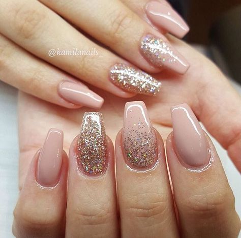 Quinceanera Nails, Blush Nails, Wedding Nails Design, Nail Art Wedding, Sparkle Nails, Prom Nails, Coffin Nails Designs, Cute Acrylic Nails, Holiday Nails