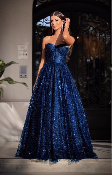 Blue Grad Dresses, Midnight Blue Prom Dresses, Blue Sparkly Prom Dress, Dark Blue Prom Dress, Blue Sparkly Dress, Matric Dance Dresses, Sparkly Gown, Sparkly Prom Dresses, Blue Ball Gowns