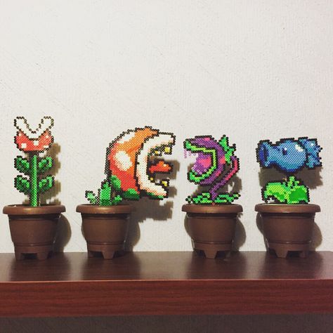 #myhama #plantsvszombies plants vs zombies Hama beads Plants Vs Zombies Perler Beads, Perler Plants, Plant Perler Beads, Perler Creations, Easy Perler Beads Ideas, Beads Art, Perler Bead Templates, Diy Perler Bead Crafts, Perler Crafts