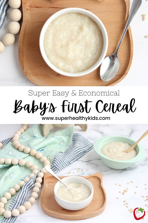 Making your own baby cereal costs a fraction of what you can buy it for and takes just minutes! Learn how with our simple tutorial. #homemadebabyfood #diybabyfood #bestfoodsforbaby #babycerealrecipes #babyfoodrecipes