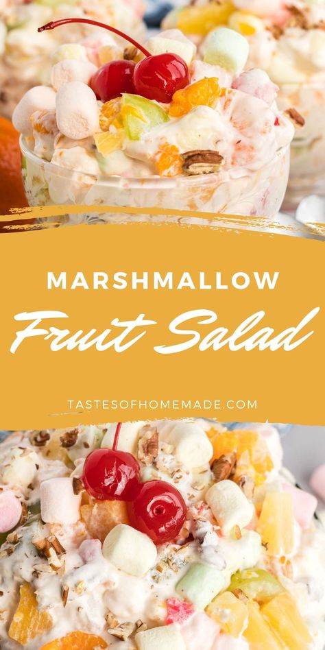 This Ambrosia salad is bursting with fruit, marshmallows and fluffy cream. It is a marshmallow fruit salad that comes together in minutes and can be served as a side or dessert. Easter Fruit Salad, Marshmallow Fruit Salad, Fruit Salad With Cream, Fruit Cocktail Salad, Marshmallow Salad, Fruit Salad With Marshmallows, Easter Fruit, Ambrosia Fruit Salad, Marshmallow Desserts