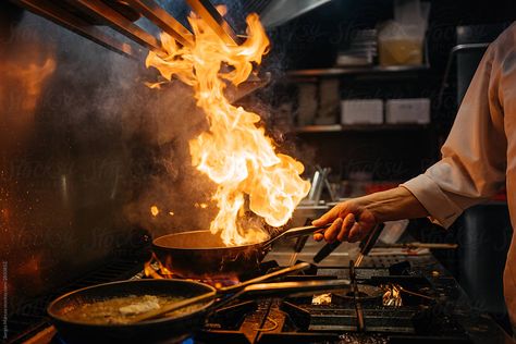 Chicken Restaurant Logos, Chef Pictures, Wok Cooking, Cooking Photography, Environment Painting, Man Cooking, Street Punk, Chef Cooking, Cooking Stove