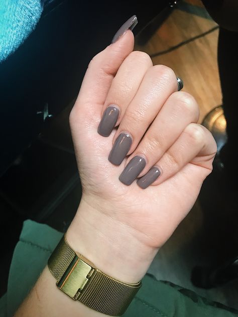 Grey/Brown Squoval Acrylic Grey Square Acrylic Nails, Brown Grey Nails, Grey Brown Nails, Squoval Acrylic Nails, Nails Squoval, Square Nails Design, Acrylic Nail Shapes, Squoval Nails, Square Nail Designs