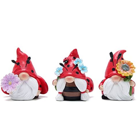 Limited-time deal: Hodao 3 PCS Ladybug Spring Gnome Figurines Decorations Flower Ladybug Gnomes Ornaments Scandinavian Tomte Elf Decor Summer Gnomes Figurines Decorations Ladybug Gifts for Mom, Women, Grandma Elf Decor, Yard Gnomes, Summer Gnomes, Bee Birthday Party, Butterfly Room, Gnome Gift, Bee Birthday, Spring Summer Decor, Decor Figurines