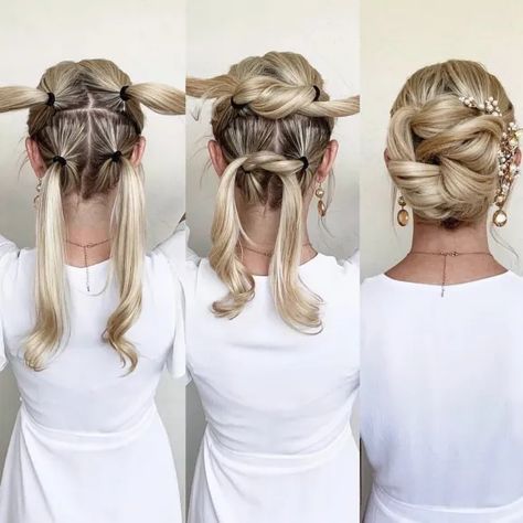 Formal Chunky Twisted Bun Hair Updos Tutorials, Hairstyles Styles, Updo Tutorial, Vlasové Trendy, Elegant Wedding Hair, Homecoming Hairstyles Updos, Long Hair Updo, Penteado Cabelo Curto, Braided Hairstyles Tutorials