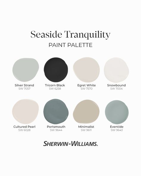 Calming Sherwin Williams Paint Colors, Sherwin Williams 2024 Color Trends, Coastal Farmhouse Paint Colors, Wood Paneling Makeover, Calm Coastal, Paneling Makeover, Georgia House, Painted Kitchen Cabinets Colors, New Paint Colors