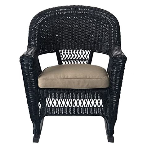 Western Porch, Outdoor Wicker Rocking Chairs, Wicker Rocker, Comfort Chair, Porch Chairs, Rocker Chair, Porch Rocker, Rocker Chairs, Brown Cushions