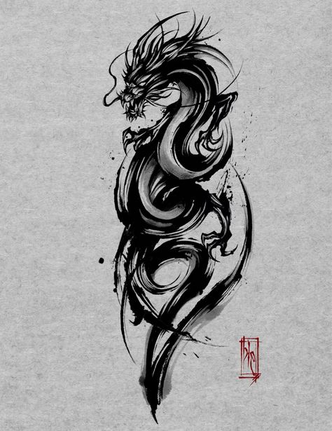 Black Dragon Tattoo, Dragon Tattoo Drawing, Brain Tattoo, Tato Naga, Tier Tattoo, Dragon Tattoo Art, Boho Tattoos, Bone Tattoos, Rosen Tattoo