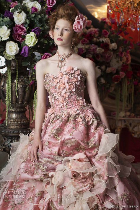 Fairy Rose, Haute Couture Wedding Dress, Strapless Wedding Gown, Pink Wedding Dress, Wedding Dress Couture, Couture Wedding, Colored Wedding Dresses, Beauty And Fashion, Gorgeous Gowns