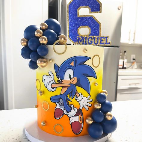 Sonic cake💙🧡 #soniccake #lasvegasbaker #layercake #sonicandtails Simple Sonic The Hedgehog Cake, Yellow Sonic Cake, Sonic Hedgehog Cake, Sonic Cartoon Cake, Sonic Cake Buttercream, Sonic Two Tier Cake, Toddler Birthday Cakes, Sonic Cake, Hedgehog Cake