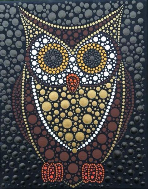 PUNTILLISMO, DOT POINT Nice Drawings, Mandala Painted Rocks, Owl Painting, Project Inspiration, Dot Art, Cute Owl, Dots Art, Owls, Painting Ideas