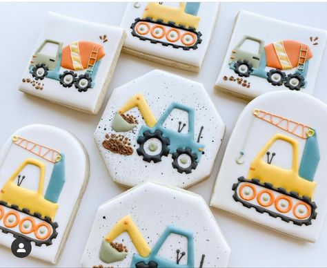 Construction Theme Cookies Decorated, Construction Party Cookies, Construction Vehicle Cookies, Construction Sugar Cookies, Construction Cookies Decorated, Digger Cookies, Construction Theme Cookies, First Birthday Cookies Boy, Construction Birthday Cookies