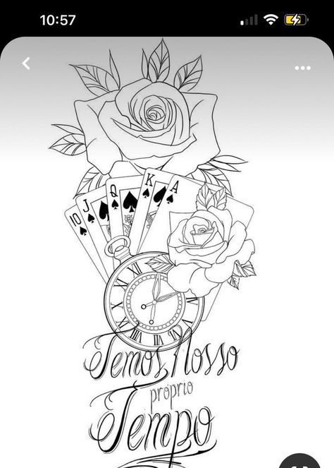 Rose Drawing Tattoo, Card Tattoo Designs, Armband Tattoos, Lion Head Tattoos, Clock Tattoo Design, Armband Tattoo Design, Tattoo Outline Drawing, Forarm Tattoos, Half Sleeve Tattoos For Guys