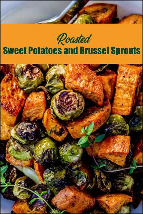 Roasted Sweet Potatoes And Brussel Sprouts Potatoes And Brussel Sprouts, Easter Side Dishes Recipes, Pudding Chia, Food Charlatan, Roasted Brussel, Sprout Recipes, Brussels Sprouts Recipe, Healthy Fall, Roasted Brussel Sprouts