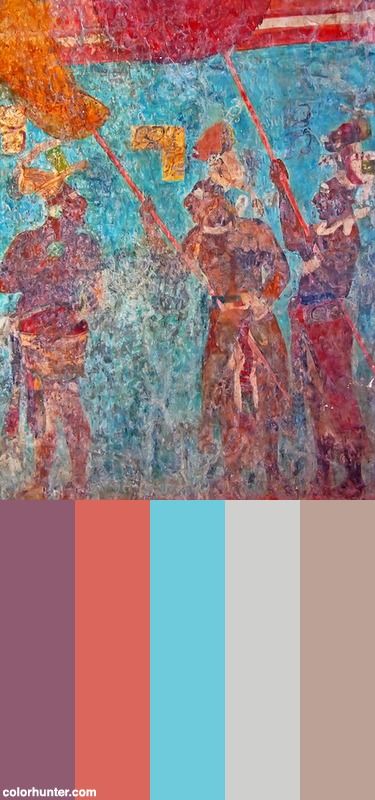 Dscn2356+-+Mayan+Painting+(770+Ad+Approx.)+Color+Scheme Mayan Color Palette, Mayan Painting, Mayan Motifs, Colour Architecture, Color Palettes, Color Scheme, Tatting, Color Schemes, Color Palette