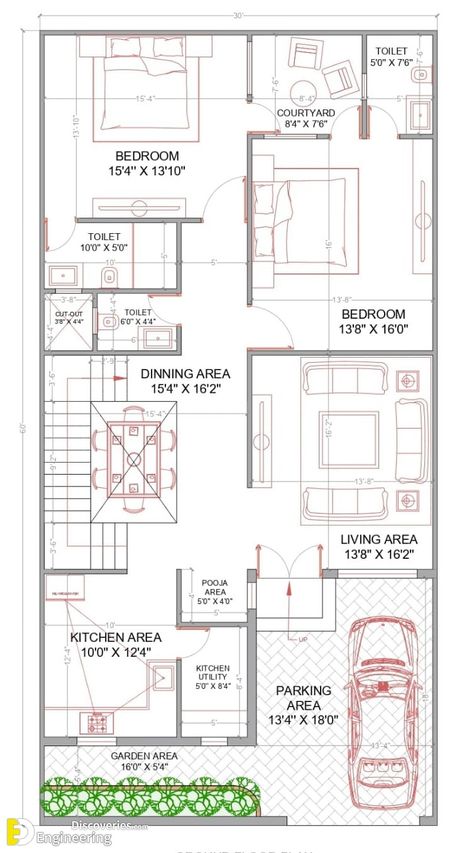 East Facing 2bhk House Plan, 30x60 House Plans East Facing, Hospital Floor Plan, One Floor House Plans, A House Plan, West Facing House, Duplex Floor Plans, 2bhk House Plan, Little House Plans