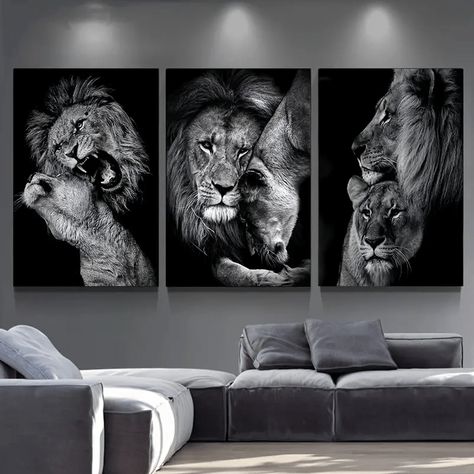 Faster shipping. Better service Lions Family, Black White Bedroom, Ideas Cuadros, Lion Family, Family Canvas, Lion Canvas, Black And White Wall Art, Animal Posters, African Animals