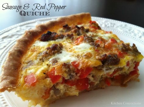 Quiche Sausage, Breakfast Quiche Sausage, Pepper Quiche, Sausage Quiche Recipes, Rv Cooking, Sausage Quiche, Onion Quiche, Sausage Peppers And Onions, Breakfast Quiche Recipes