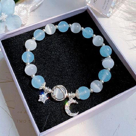 1 Starry Cat's Eye Stone Bracelet For Female Instagram In A Niche Design, New Grey Moonlight Star Lavender Opal, Best Friend Jewelry, Cats Eye Stone, Crystal Fashion, Sterling Silver Cat, Tassel Bracelet, Opal Color, Opal Bracelet, Star Bracelet