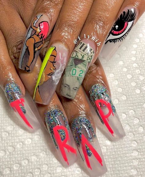 90s Nails, Acrylic Nails Coffin, Fire Nails, Pretty Acrylic Nails, Dope Nails, Makati, Best Acrylic Nails, Long Acrylic Nails, Gorgeous Nails