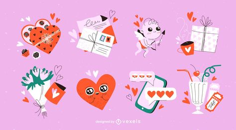 Valentines Day Illustration Card, Valentines Day Illustration Design, Valentines Day Art Illustration, Valentine Packaging, Valentines Graphic, Valentines Day Illustration, Valentine Illustration, Valentines Day Post, Valentine's Day Illustration