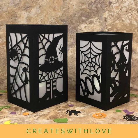 Walker Bag Tutorial, Halloween Luminaries, Halloween Lantern, Halloween Props Diy, Walker Bag, Idee Cricut, Halloween Lanterns, Cricut Halloween, Tealight Candle Holder