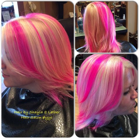 Braided Mohawk Hairstyles, Peekaboo Hair Colors, Pink Tips, Pink Ombre Hair, Peekaboo Hair, Blonde With Pink, Hair Extentions, Best Hair Salon, Hair Aesthetic