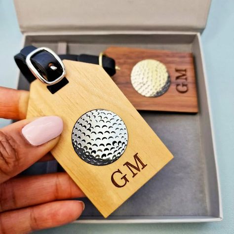 Add a touch of elegance to your golf bag with our personalised wooden tags. Perfect for golf enthusiasts who value style and functionality. . . . . . . . . . #GolfEssentials #PersonalisedGolfTags #HandmadeAccessories #CustomGolfTags #PersonalisedGift #GolfGear #GolfLovers #UniqueGifts #GolfLife #HandcraftedQuality #GiftIdeas #GolfAccessories Golf Ball Bag, Golf Bag Tags, Personalized Golf Gifts, Personalized Golf, Wooden Tags, Custom Golf, Golf Bag, Minimalist Gifts, Golf Gifts