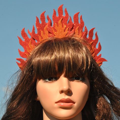 Fire Headpiece, Fire Headband, Fire Halloween Costume, Elements Costume, Costume For Women Halloween, Fire Accessories, Fire Crown, Phoenix Costume, Fire Costume