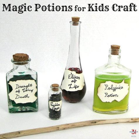 Magic Potions for Kids Craft Magic Potions For Kids, Potion Craft, Potions For Kids, Potion Ideas, Kids Crafts Organization, Potions Recipes, Book Magic, Polyjuice Potion, Fantasy Craft