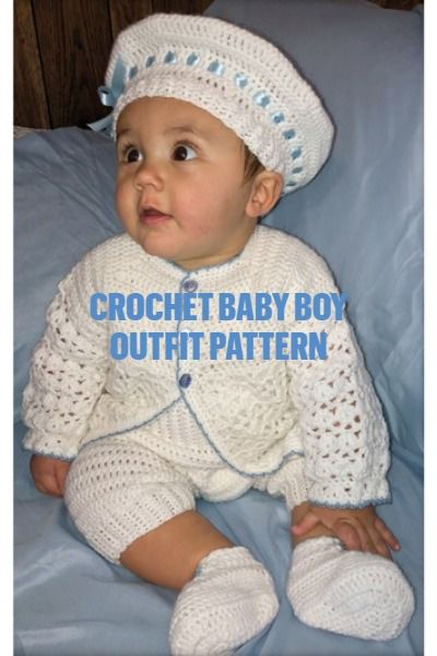 Crochet Romper Pattern, Crochet Newborn Boy, Crochet Patterns For Baby, Boys Clothes Patterns, Boy Crochet Patterns, Christening Outfits, Crochet Patterns Baby Boy, Crochet Baby Gifts