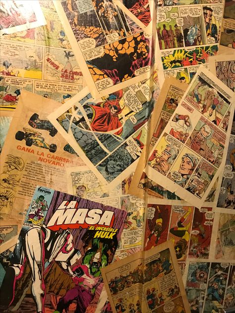 Comic book pages used as wallpaper Comic Book Page Art, Vintage Comic Book Aesthetic, Comics Aethstetic, Comic Artist Aesthetic, Comic Book Aesthetic, Comic Book Wall, Comic Aesthetic, Comic Book Page, Comic Boom