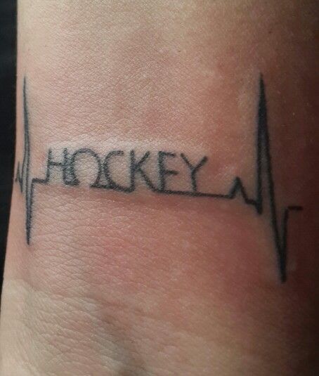 Hockey tatto                                                       … Field Hockey Tattoo, Hockey Tattoo For Guys, Hockey Tattoo Ideas, Hockey Tattoos, Hockey Tattoo, Skate Tattoo, Canadian Tattoo, Couple Tattoos Unique Meaningful, Wörter Tattoos