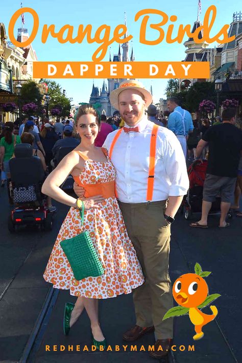 Dress as your favorite Magic Kingdom bird from Walt Disney World! Bring your style to Dapper Day with an Orange Bird Disneybound! Great for guys or girls. Orange Bird Disneybound, Redhead Baby, Dapper Day Outfits, Disney Dapper Day, Orange Bird, Disney Princess Fashion, Dapper Dan, Disney Inspired Fashion, Disney World Parks