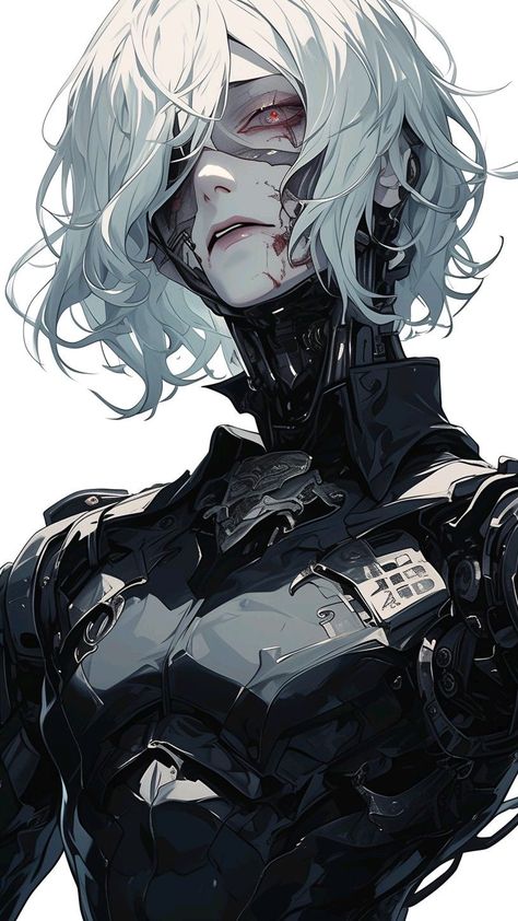 Badass Character Design, Medieval Cyberpunk, Cyberpunk Oc Art, Android Oc, Cyberpunk Oc, Cyberpunk Hair, Sci Fi Girl, Cyborgs Art, Ninja Girl