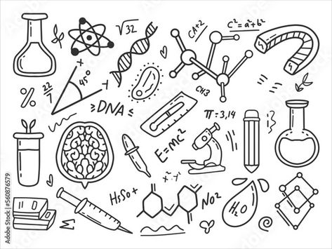 Book Doodles, Doodles Easy, Science Doodles, Glitter Wall Art, Biology Art, Coloring Journal, Glitter Wall, Mad Science, Science Themes