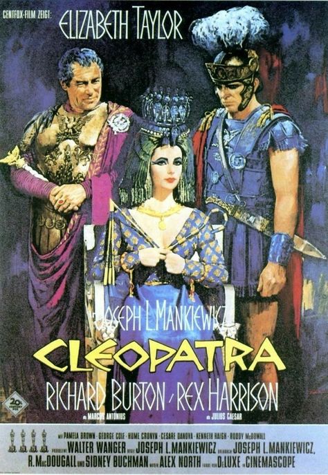 Cleopatra (1963) Elizabeth Taylor, Richard Burton, Rex Harrison Old Movie Poster, Old Film Posters, Old Movie Posters, Old Movie, Epic Movie, Film Posters Vintage, Classic Movie Posters, Cinema Posters, Cinema Movies