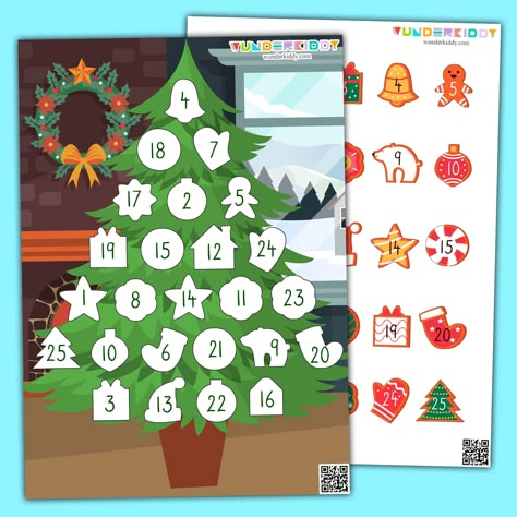 Advent Calendar Preschool, Free Printable Advent Calendar, Calendar Preschool, Christmas Tree Decorations Items, Advent Calendar Numbers, Advent Time, Advent Calendar For Kids, 블로그 디자인, Advent Calendar Activities