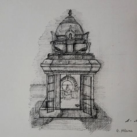 Murugar shrine, Kailasanathar temple #art #artofinstagram #artist #pen #pendrawing #penart #penandink #pensketch #blackandwhite #bw #pencil #pencildrawing #drawing #sketch #sketching #temple #architecture #templearchitecture #pencilart #instagram #explore #explorepage #fyp #2024 #viral #shading #architecturestudent #instagram #instagramreels Temple Sketch, Kailasanathar Temple, Temple Drawing, Temple Architecture, Temple Art, Drawing Templates, Pen Sketch, Architecture Student, Pen Art