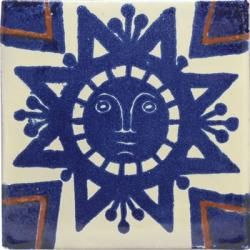 Geometric Sun - Handcrafted Mexican Talavera Sun & Moon Tile Geometric Sun, Mexican Pattern, Mexican Talavera Tile, Mexican Ceramics, Posca Art, Handmade Ceramic Tiles, Mexican Tile, Talavera Tiles, Mexican Talavera